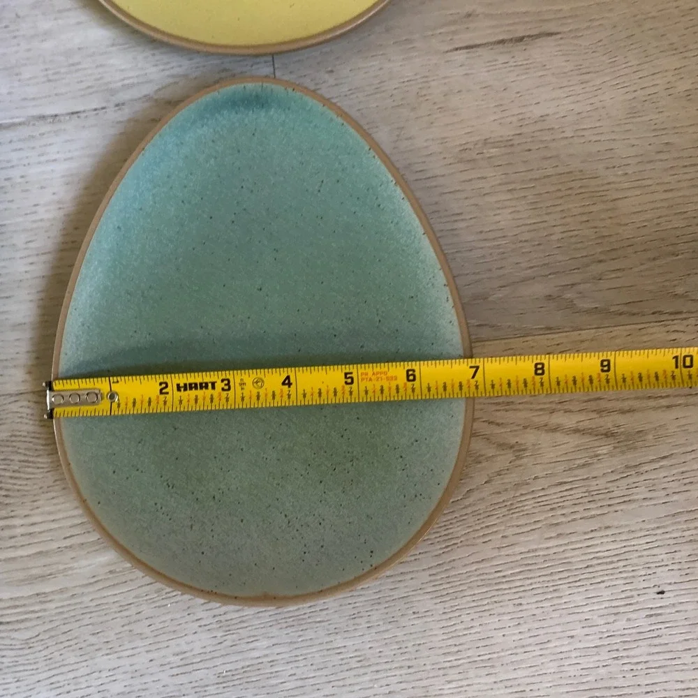 Threshold Egg Shaped Stoneware‎ Plates Set of 6 Pastel Easter Spring Speckled 8